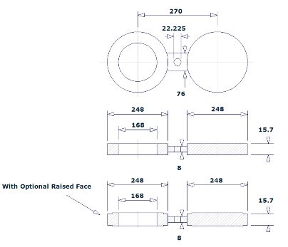 Dimensiones de brida ciega para gafas 300